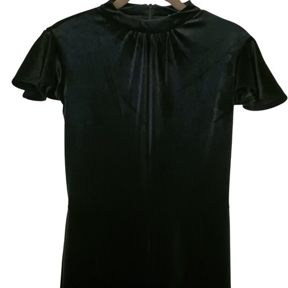 NEW Modcloth Shine with Me Black Velvet Mock Neck‎ Flutter Sleeve Jumpsuit XS - Picture 3 of 15